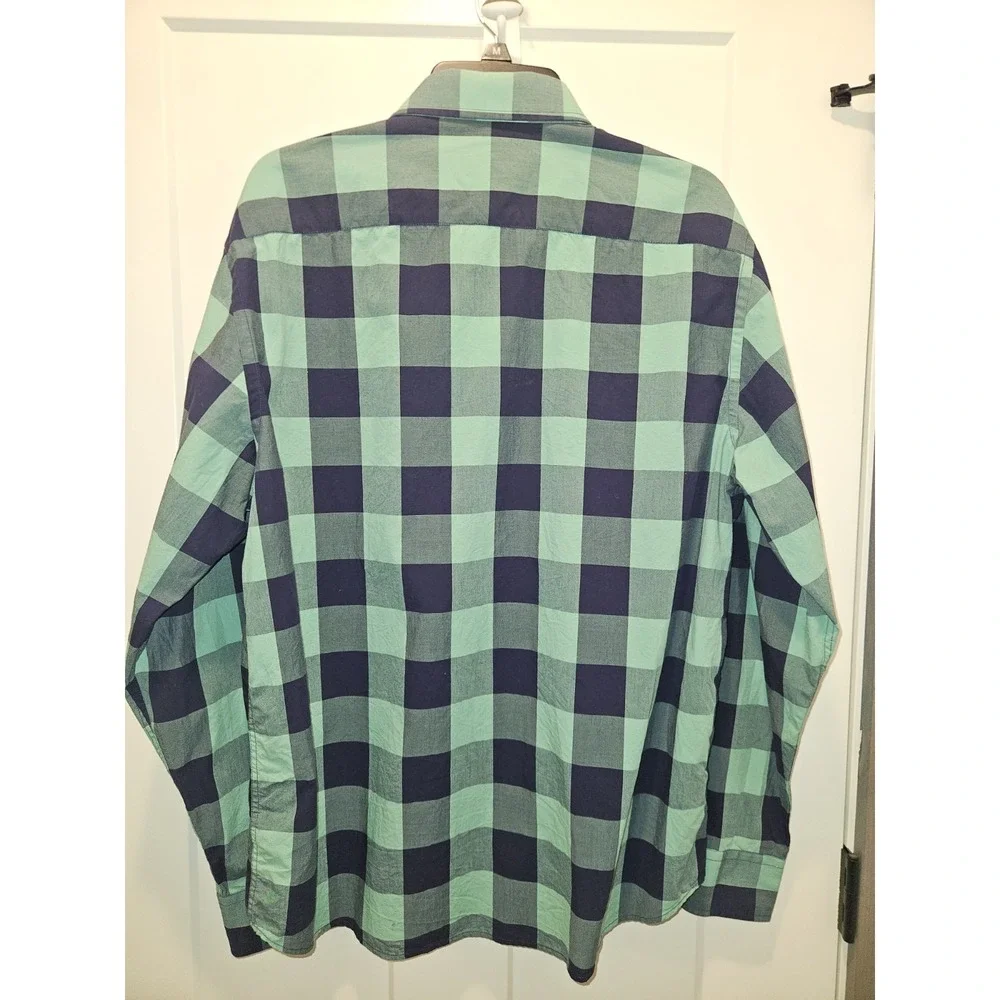 UNTUCKit Men's Plaid Green Navy Long Sleeve Button-Up Shirt XL Cotton - Picture 3 of 4